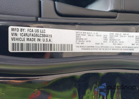 2020 Jeep Grand Cherokee Altitude 4X4 z USA, uszkodzony, nr VIN 1C4RJFAG6LC384419